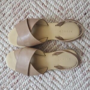Nisolo size 7.5 All-Day Cross Strap Sandal in almond color